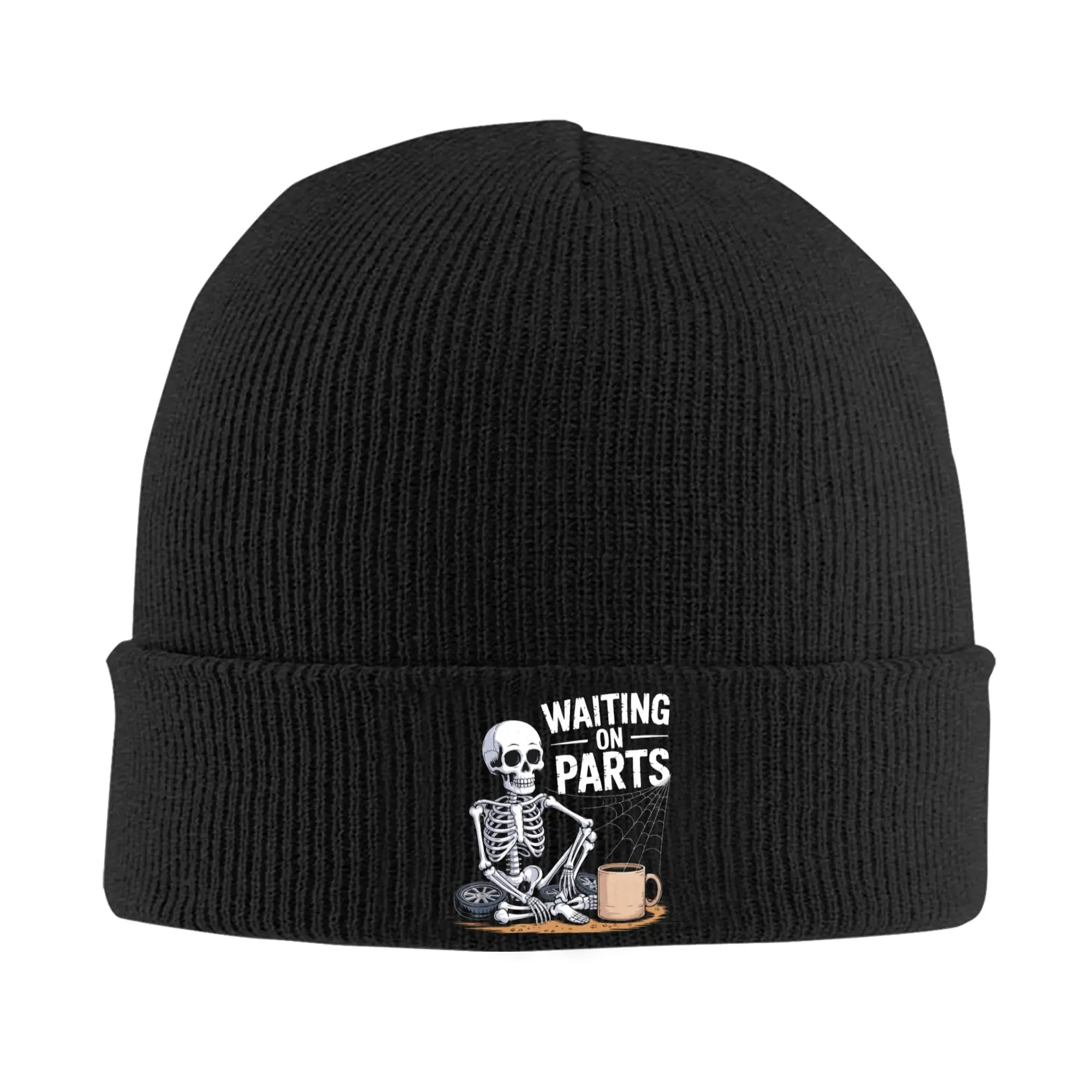 Fun Waiting On Parts Mechanic Skeleton Auto Repair Life Knitting Hat  Caps Men Women Gym Beanie Hats Autumn Elastic Bonnet Hats