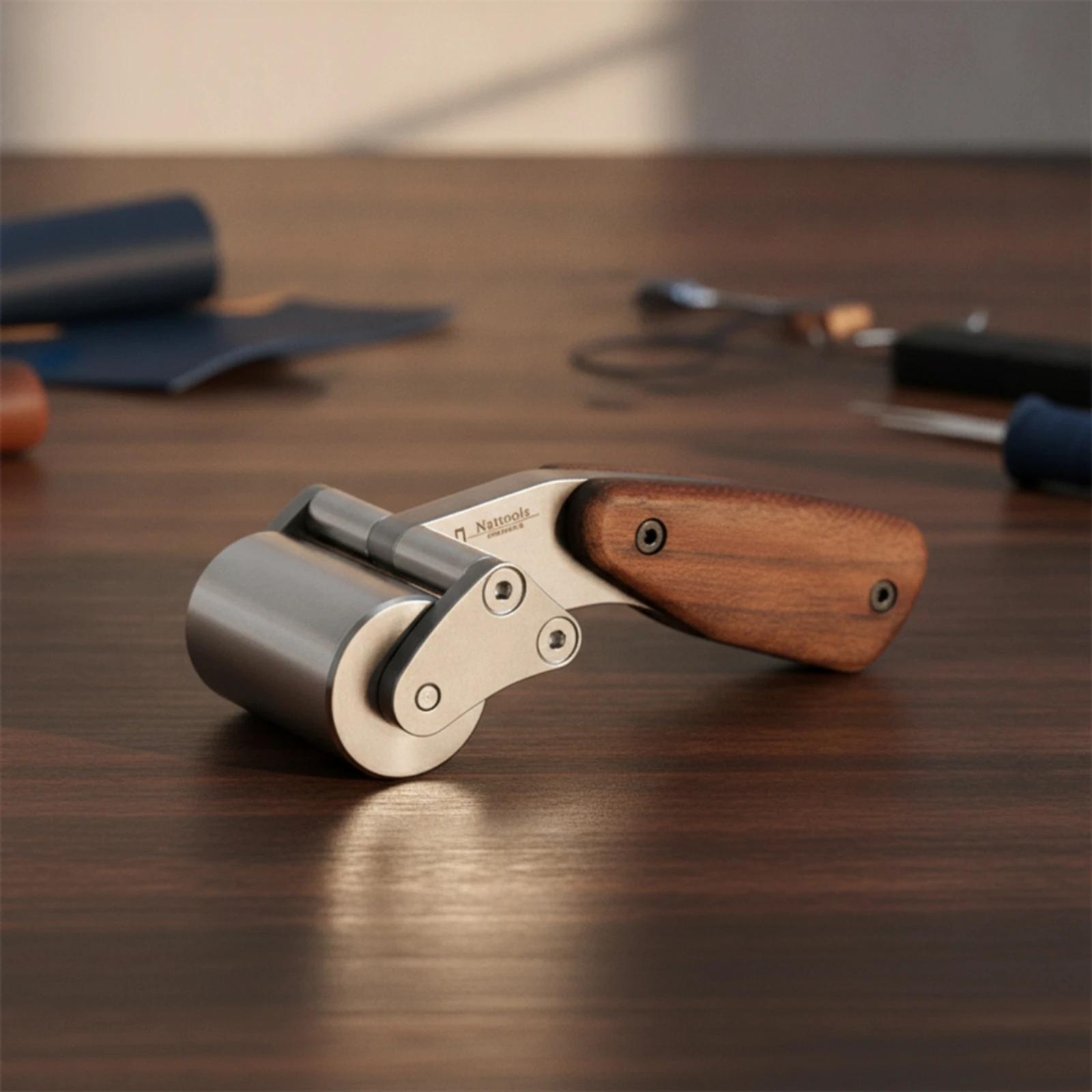 Leather Roller with Wood Handle Smooth Leathercraft Roller Tool Compact Portable for Leatherworkers, Leatherworking, DIY Crafts