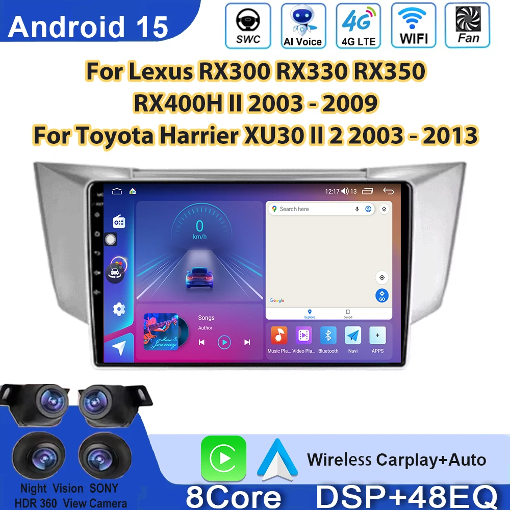 

Автомобильный радиоприемник для Lexus RX300 RX330 RX350 RX400H II 2003-2009 для Toyota Harrier XU30 II 2 2003-2013 Android Мультимедийное видео
