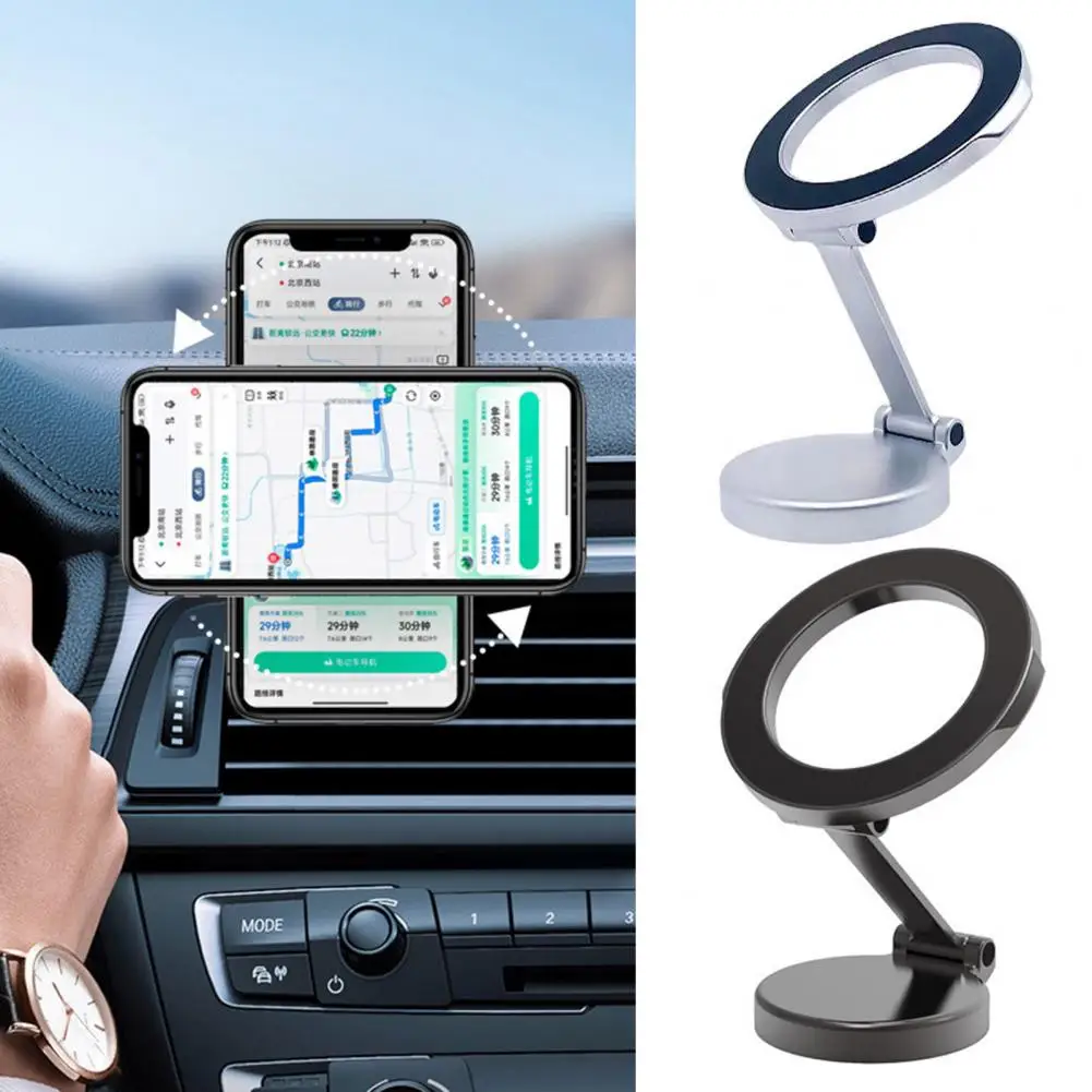 Suporte de telefone estável com rotação de 360 graus, suporte magnético de metal para telefone de carro para montagem mãos-livres no painel automático forte