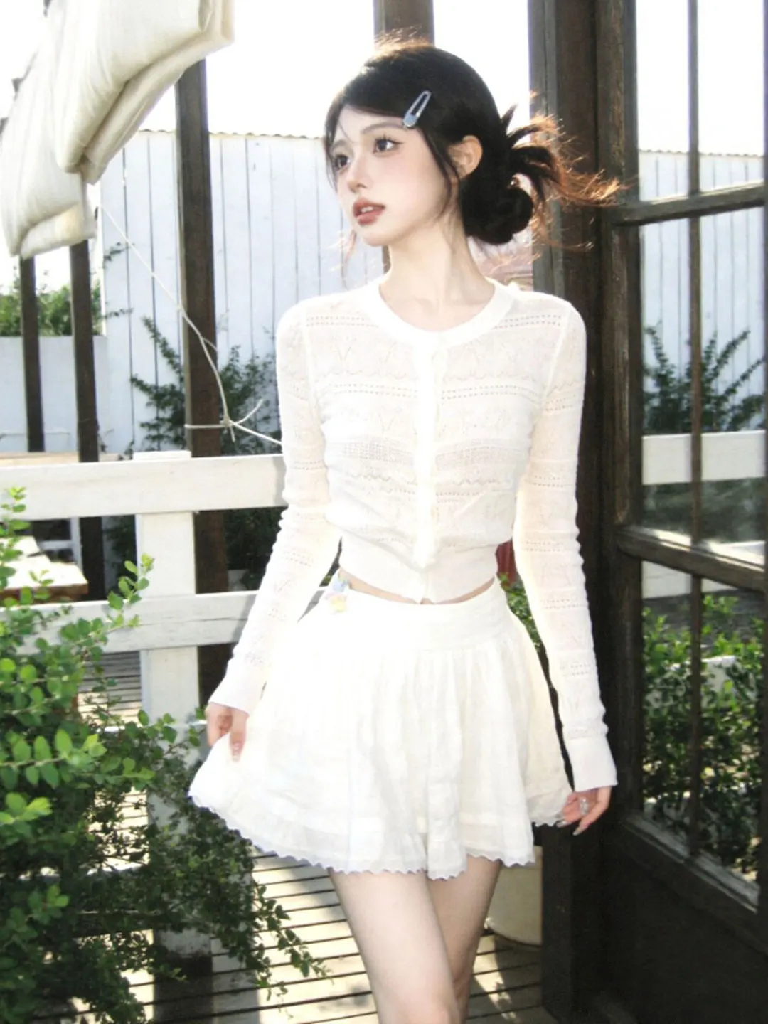 

Spring Gentle Wind Unique Super Beautiful Top Half Skirt One Whole Set Cute Small Set Skirt Comfortable Fashionable Women's E...