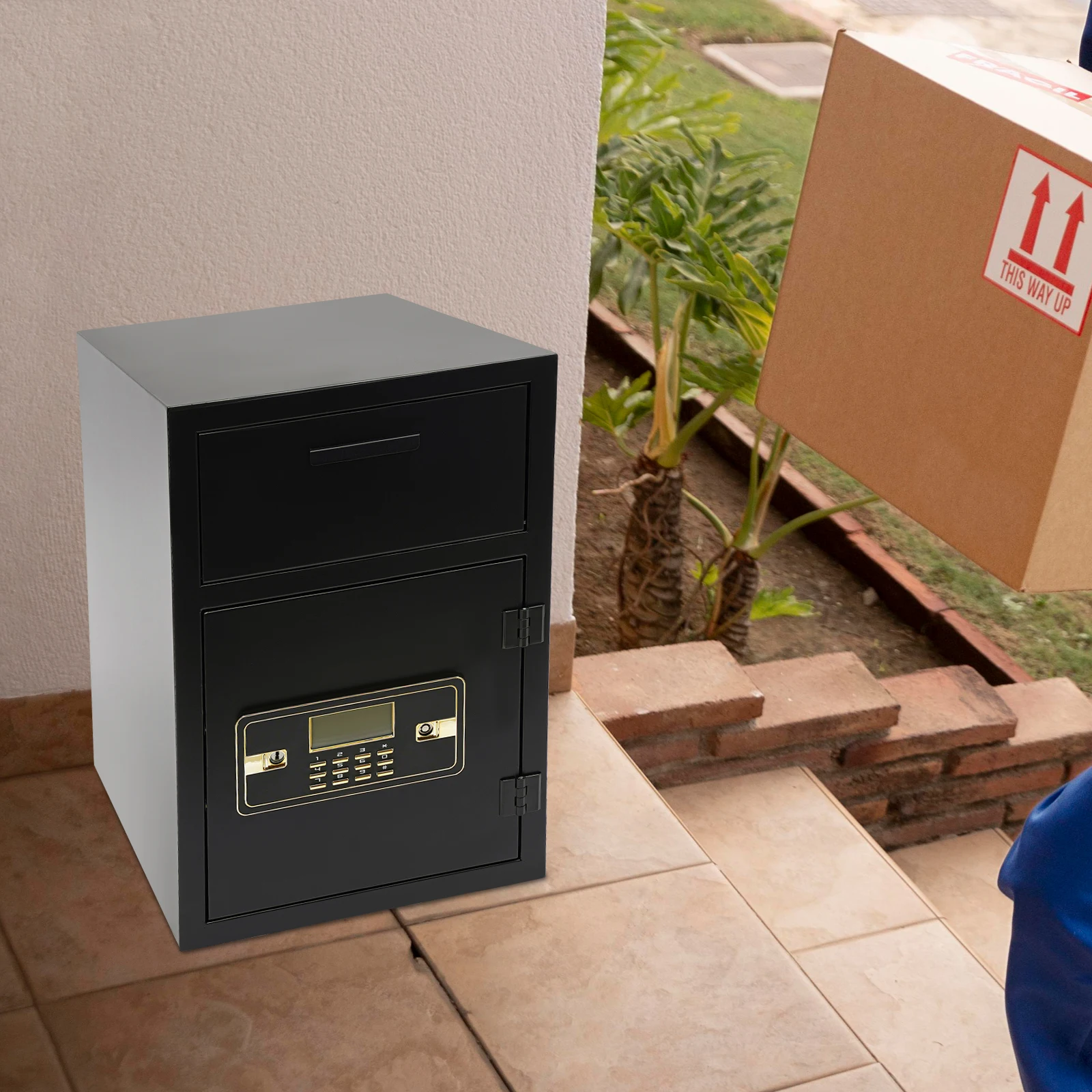 خزانة أمان رقمية بقفل إلكتروني 37 لتر مع فتحة إسقاط، 4 مفاتيح احتياطية لتخزين المستندات الثمينة النقدية والمكتب المنزلي #4