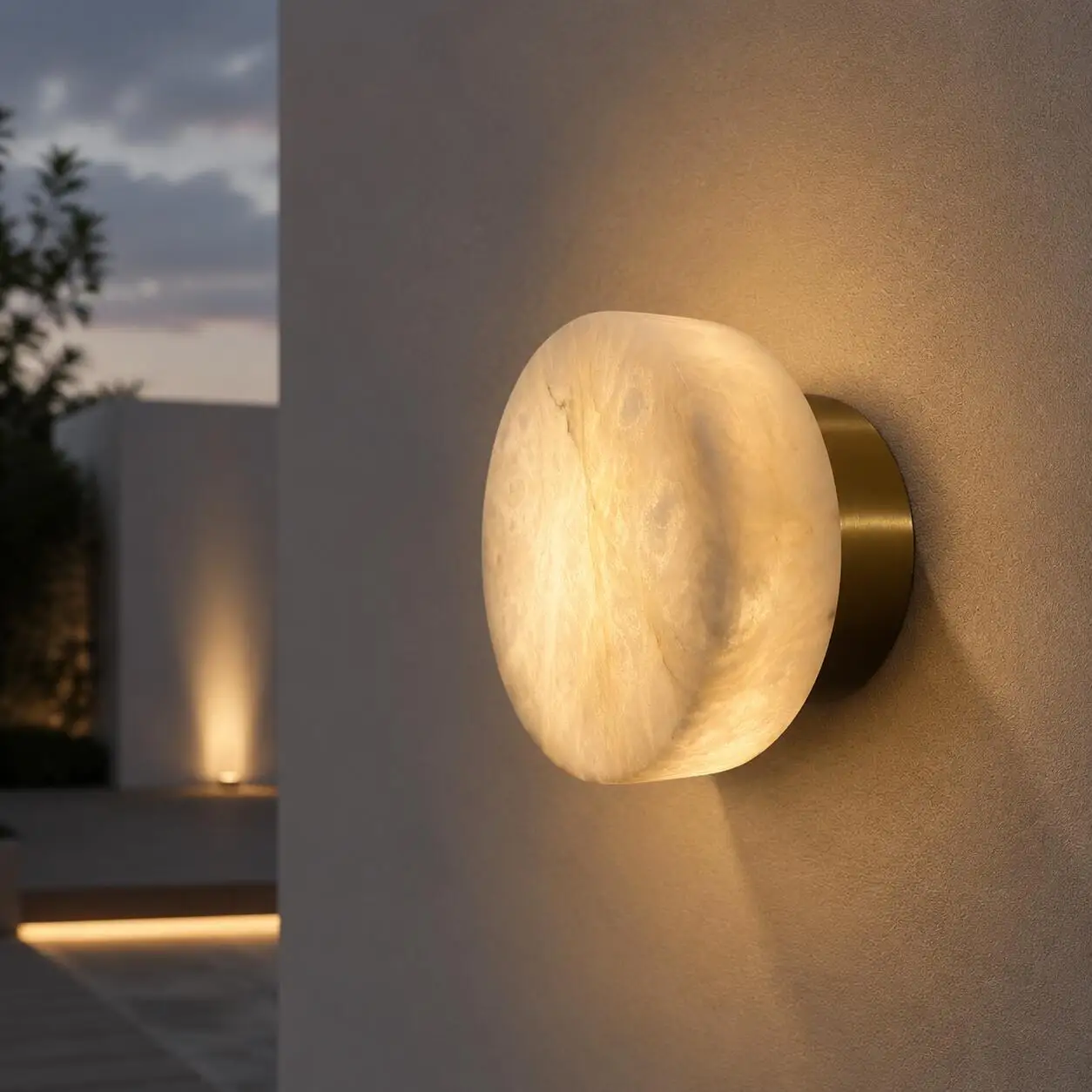 Modern Natural Alabaster Sconce Wall Lighting Room Living Bedroom Bed Decoration Wall Lamp Study Art Designer Marble Wall Light