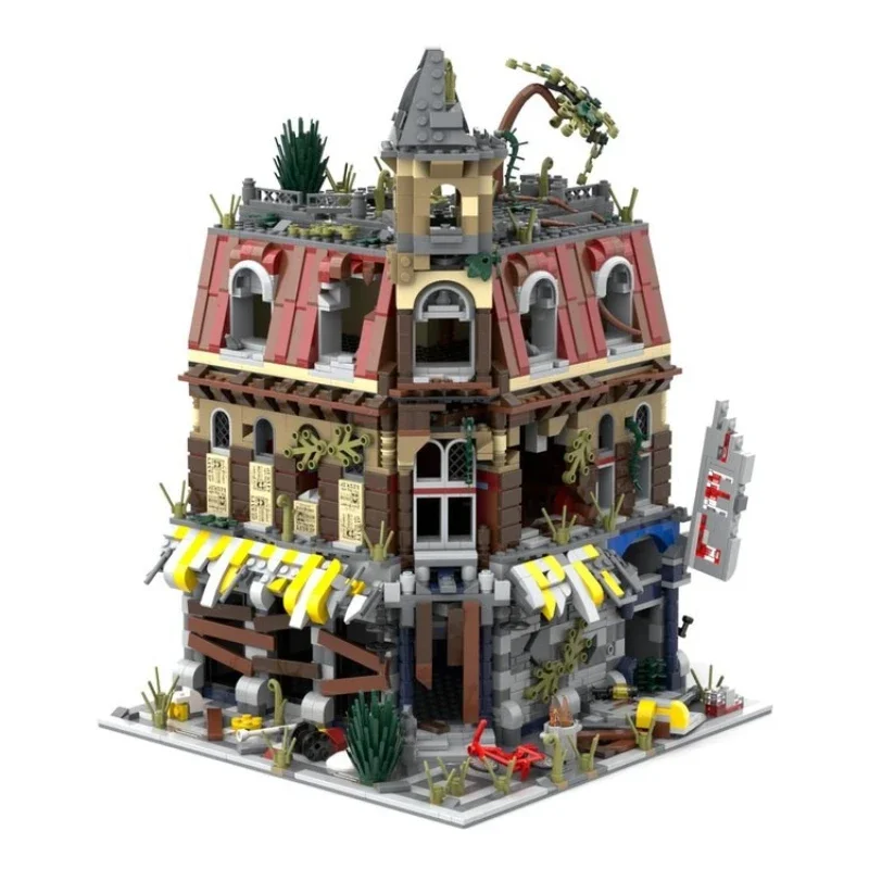 MOC 2177 PCS Ruined City Cafe Shop Model Building Blocks Post-Apocalyptic Street Corner Brick Creative Display Toy Children Gift