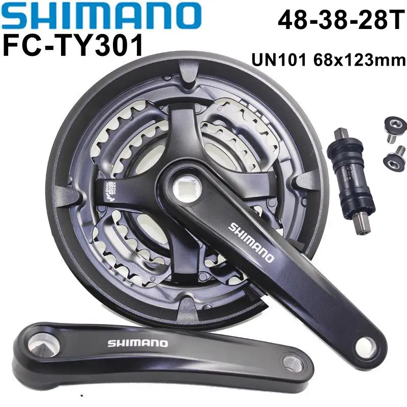 Shimano Tourney MTB Cranset FC-TY301 42-34-24T 48-38-28T Square Hole Crankset 3x6/7/8 Speed 18/21/24s Bike Crankset UN101