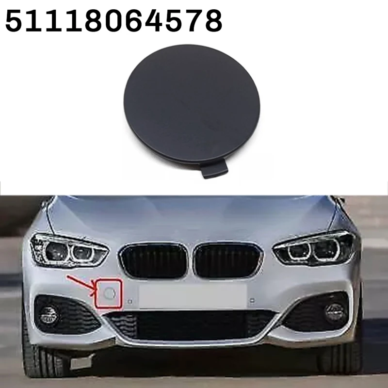 AU05 -Front Tow Cover Unpainted For BMW 1 Hatchback F20 F21 LCI M-Sport 116I 2015-2018 Bumper Hook Eye Towing Cap 51118064578