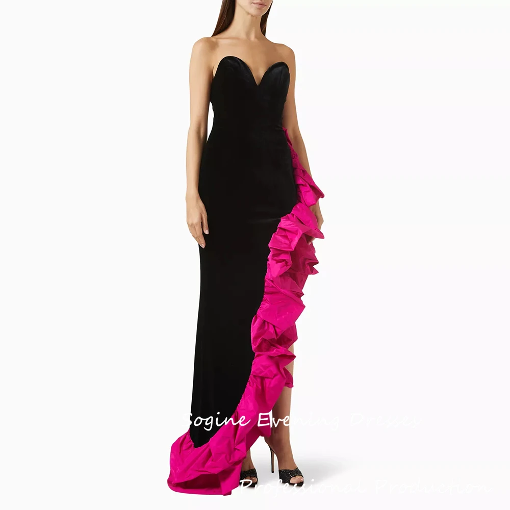 Sukienka na zamówienie z falbanką z aksamitu, bez rękawów, letnia, sukienki wieczorowe, sukienki na studniówkę dla kobiet, sukienka koktajlowa z dekoltem w serce.