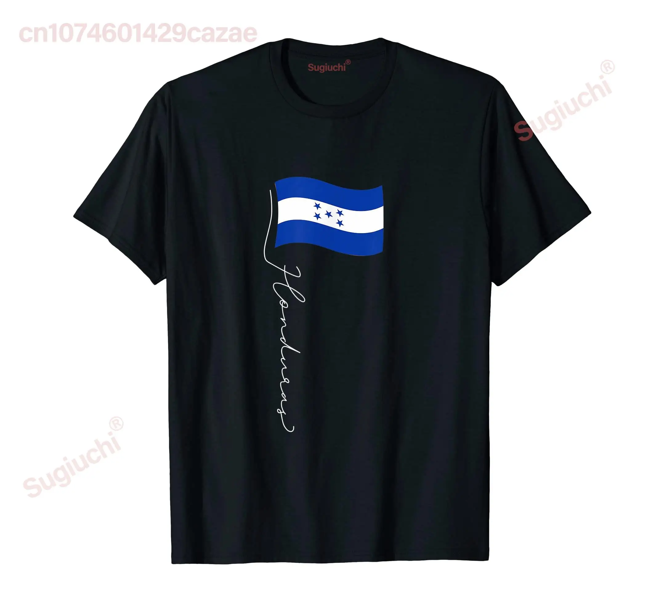 100% Cotton Honduras Signature Flag Pole Patriotic Honduran Flag T-Shirt Hip Hop MEN WOMEN UNISEX T Shirts