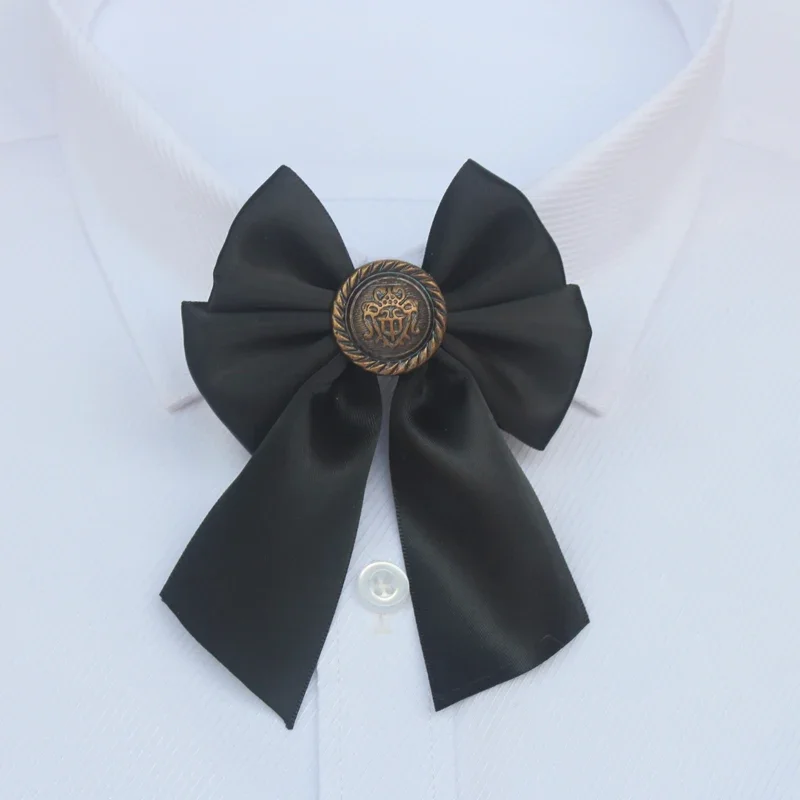 

Korean Version Retro Ribbon Bow Tie Brooch Female College Style Bow Tie Professional Hotel Bank Shirt Dress Clothing Accessories