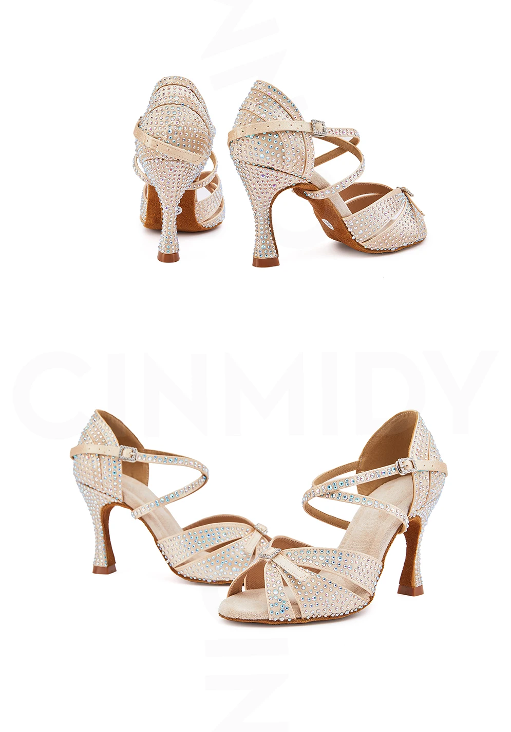 CINMIDY Satin-Lateintanzschuhe für Damen, verstellbare Weite und Schmalheit, Tango-Ballsaalschuhe, stabiler Absatz, Hochzeitsschuhe – Detail 13