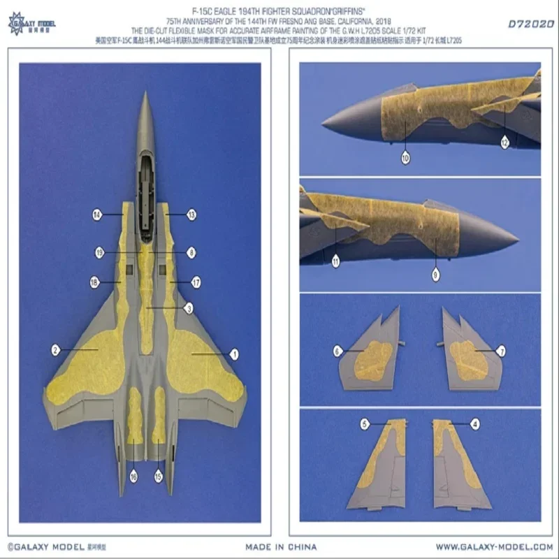 モデルd72020,F-15C,eagle 144th,fw phillips,l7205,建設ツール用の飛行機のダイカットマスク,日曜大工の水ステッカー