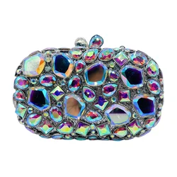 Custom Luxury Ladies Glass Rhinestone Diamond Inlaid Chain Bag Hollow Women Evening Dinner Clutch Bag