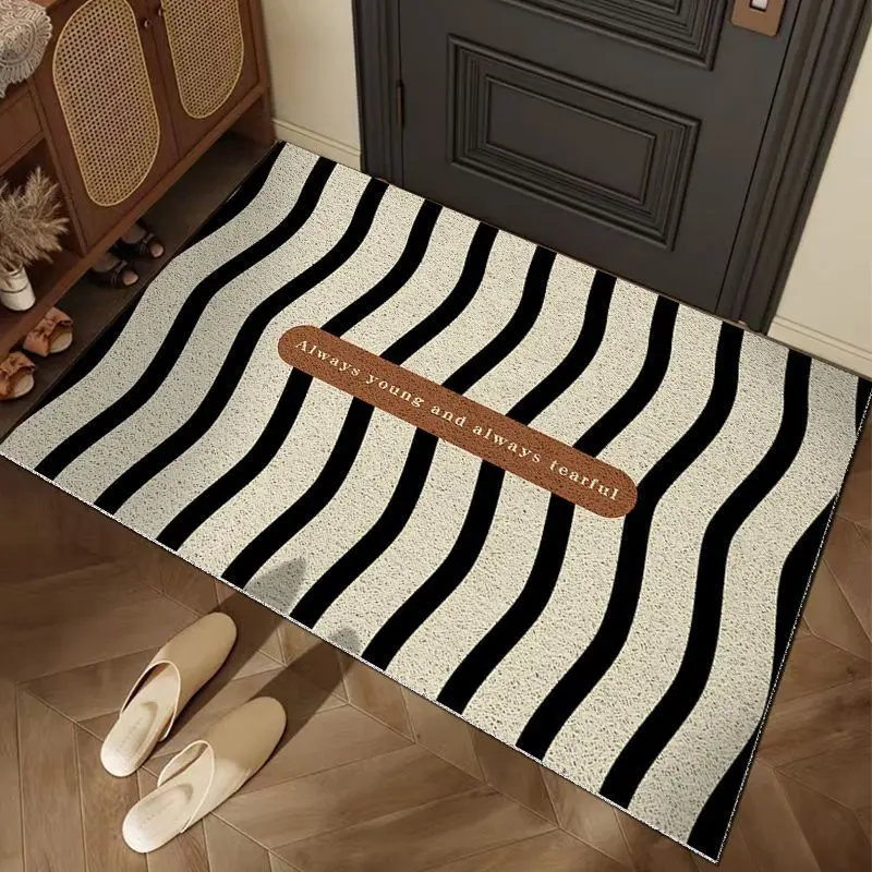 Nordic Simple Wear-Resistant Anti-Slip Door Mat Cusizable Dirt Trap Woven Loop Floor Rug Home Anti-Skid Entrance Carpet