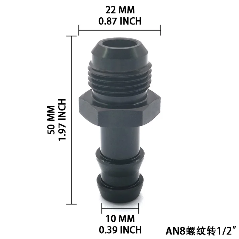 

New style Black aluminum AN8 to 1-2 adapter and fitting ring fuel pressure regulator hose barb Fuel line connectors