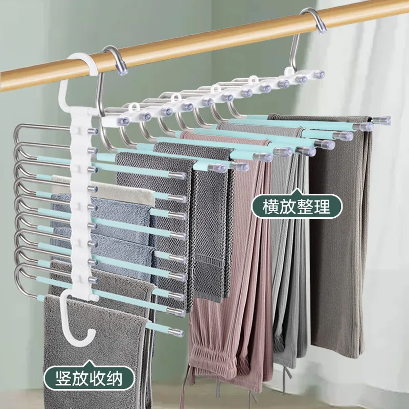 

Clothes Hangers Pant Organizer Rack Hanger Saves Space Closet Storage Organizers Jeans Pants Storage Shelf Wardrobe Organizer