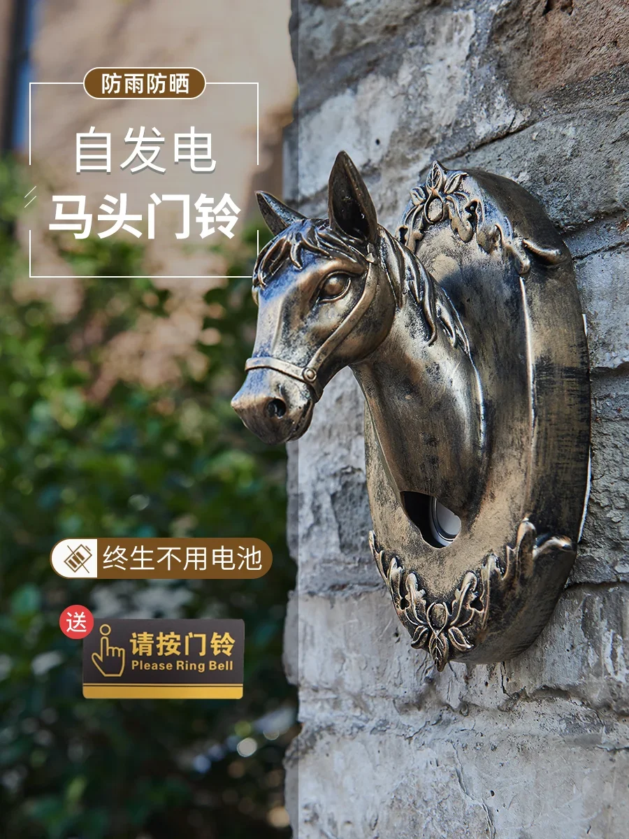 Outdoor waterproof villa doorbell household wireless self-generation courtyard ultra-long-distance creative horse head beeper