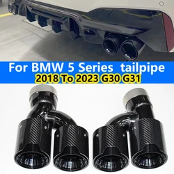 For 2018-2023 BMW 5 Series 525i 530i 540i G30 G31 Exhaust Pipe Carbon Fiber Muffler Tip H-Shaped Exhaust Head