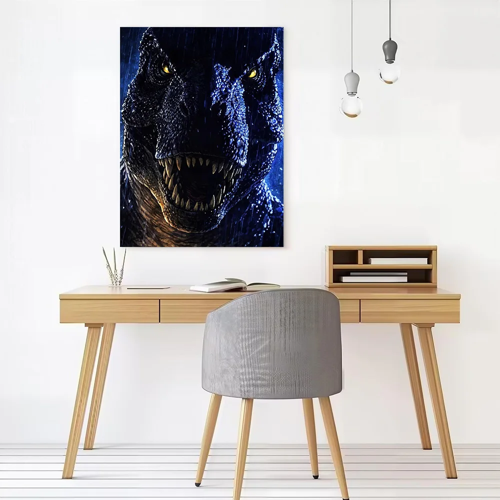 Close-up of a Tyrannosaurus Rex Printed Canvas Poster Personalized High Quality Wall Art Paintings for Gamer Decoration Bedroom