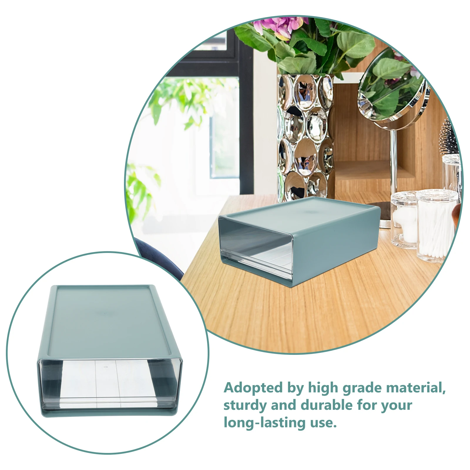 

Desk Drawer Storage Box Hips Pet Material Large Capacity Stackable Home Office Desktop ganizer Jewelry Tray Storage Case