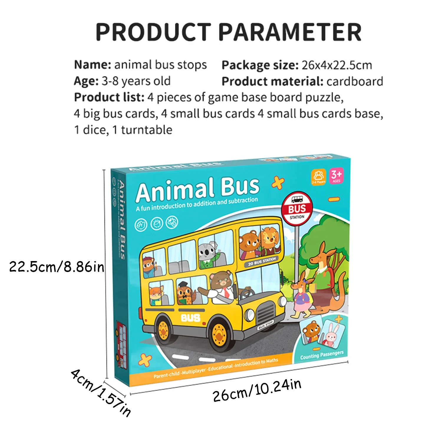 Jeu de société à plateforme de bus Animal Montessori, puzzle amusant pour enfants, jouets de bureau multifonctionnels de dessin animé parent-enfant