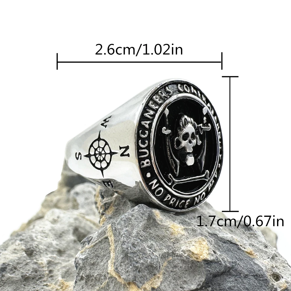 Compass Anchor Man Ring 316L Stainless Steel No Price No Pay Skull Ring size 7-15