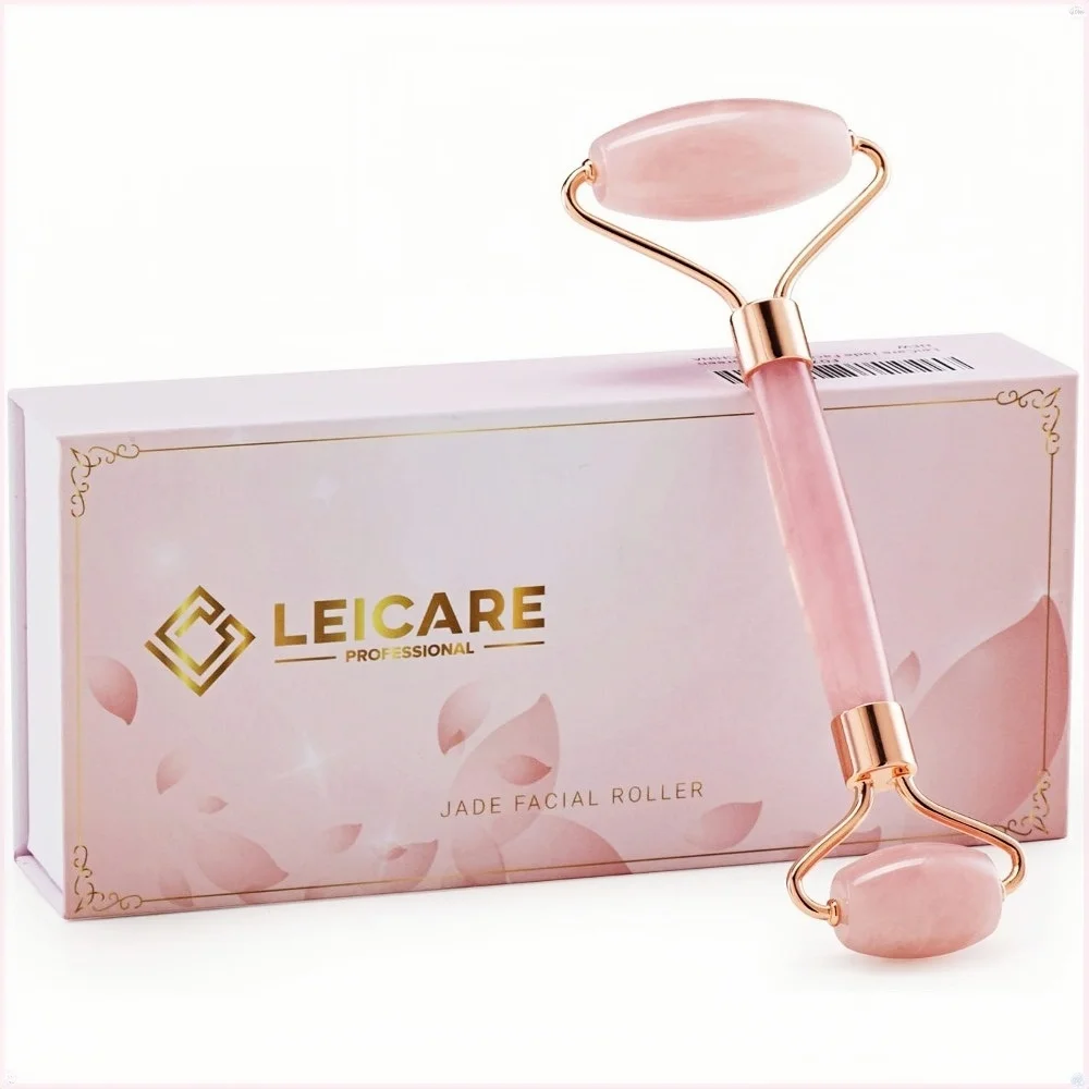 フェイス用ジェイドローラー - ローズクォーツフェイスローラー スキンケア - ストーンフェイシャルローラー、ストレス解消、しわ、目の下のむくみ解消