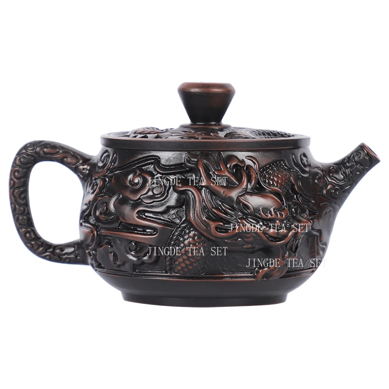 260ml Yunnan Purple Pottery Teapot Large Capacity Phoenix Singing Pot Kungfu Tea Set Household Handmade Rotatable Teapot