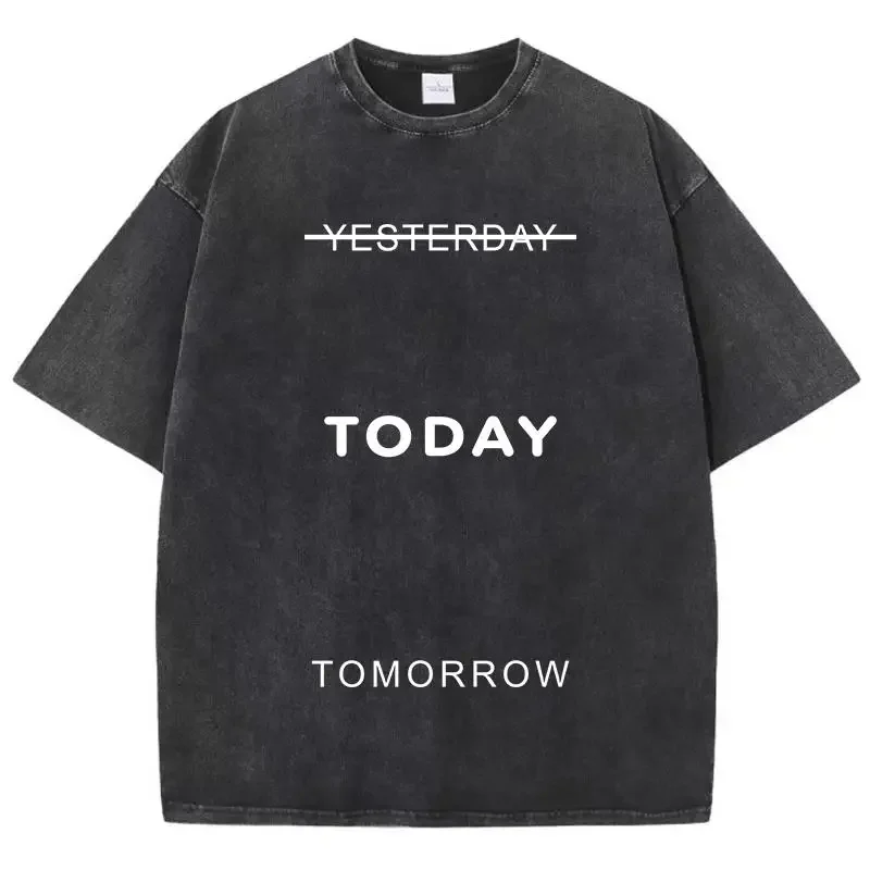 Lost Yesterday Seize Today Tshirt Boy Versatile Cotton Tee Clothing Aesthetic Cool T-Shirt Harajuku Sports Short Sleeved