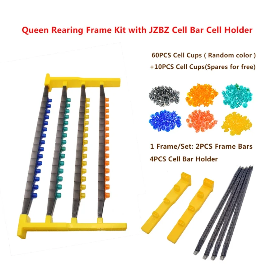 

1 Set Plastic Queen Rearing Frame Kit with JZBZ Cell Bar Cell Holder Cell Cups Beehive Equipment Beekeeping Tools