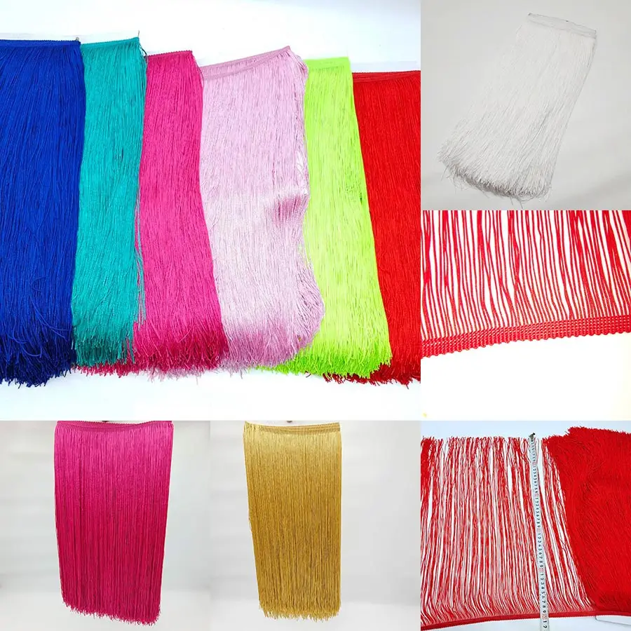 Wholesale 10 Meters 50CM Long Lace Fringe Trim Tassel Fringe Trimming For Diy Latin Dress Stage Clothes Accessories Lace Ribbon