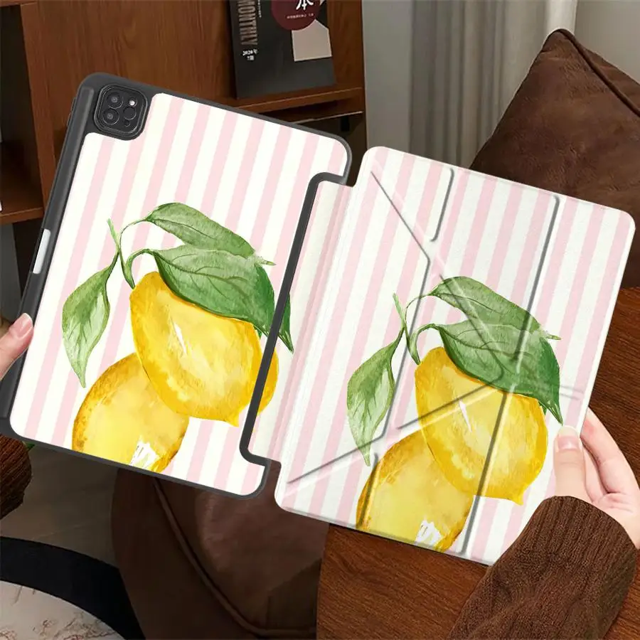 Stripe Lemon Design Tablet Case For iPad Pro 2025 Air 4 5 M3 M2 M4 11inch Pro 11th 10th 9th 8th 7th 12.9inch Mini 6 7 Holder