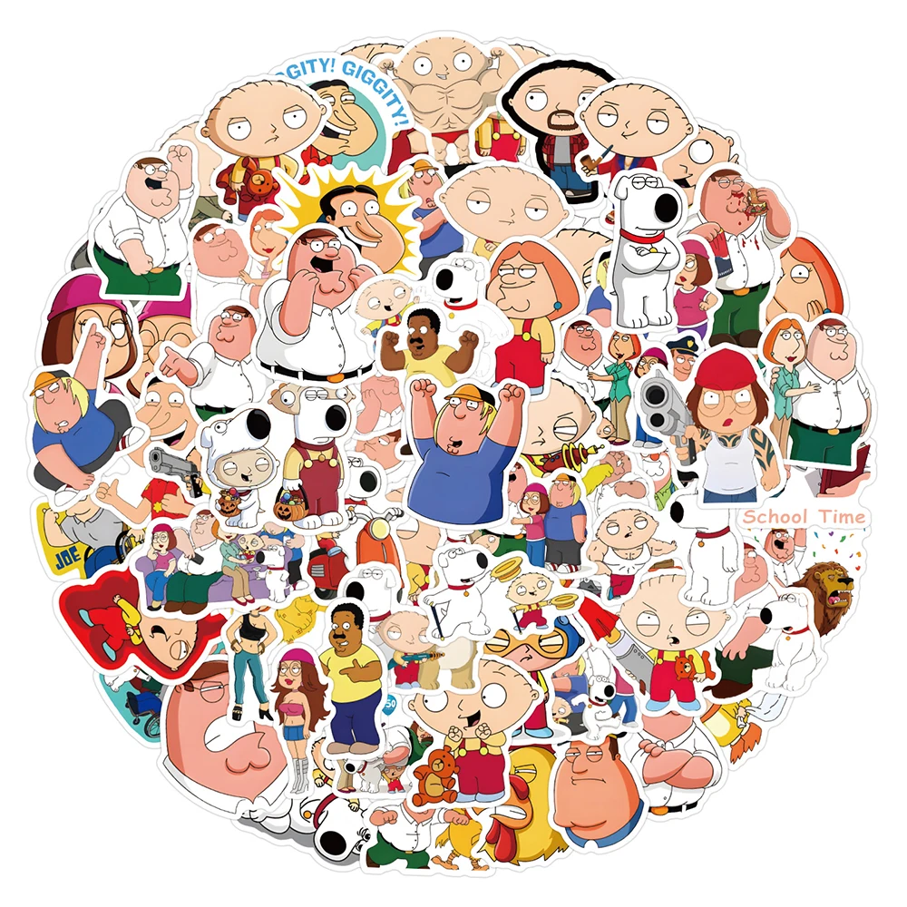 10/30/50/110pcs Classic Anime Family Guy Stickers Cartoon Comedy Decals DIY Phone Water Bottle Notebook Fun Graffiti Sticker Toy