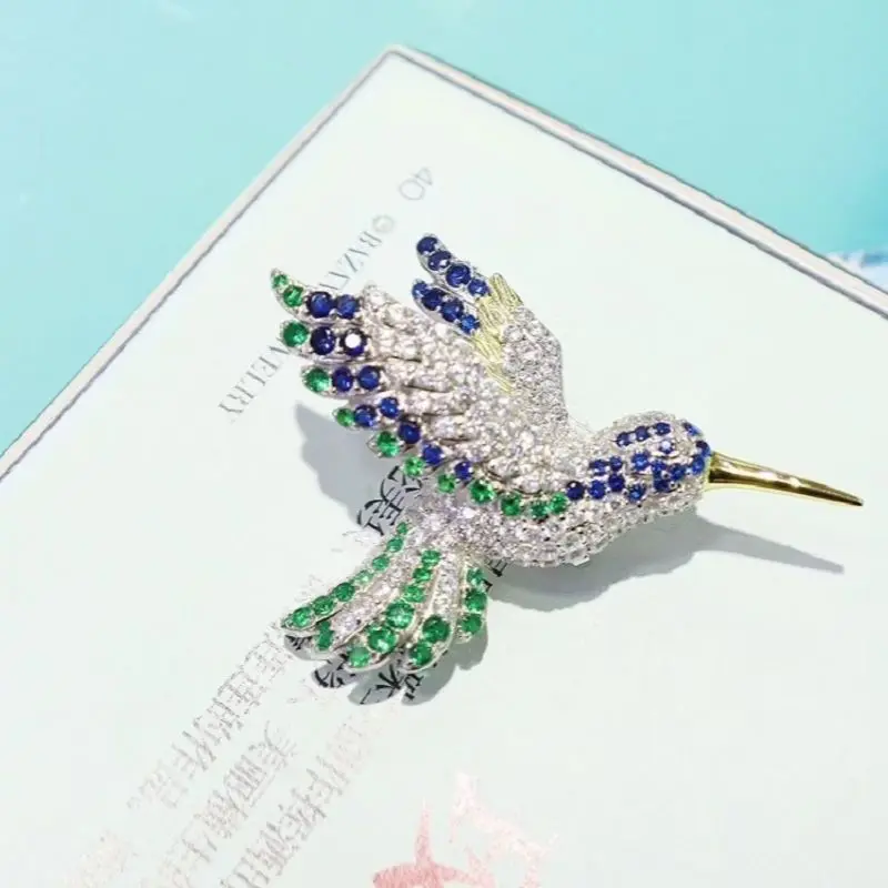 Pirmiana New Arrival Fashion Luxury Women Bird Brooch S925 Silver Setting Cubic Zircona Gemstone Jewelry