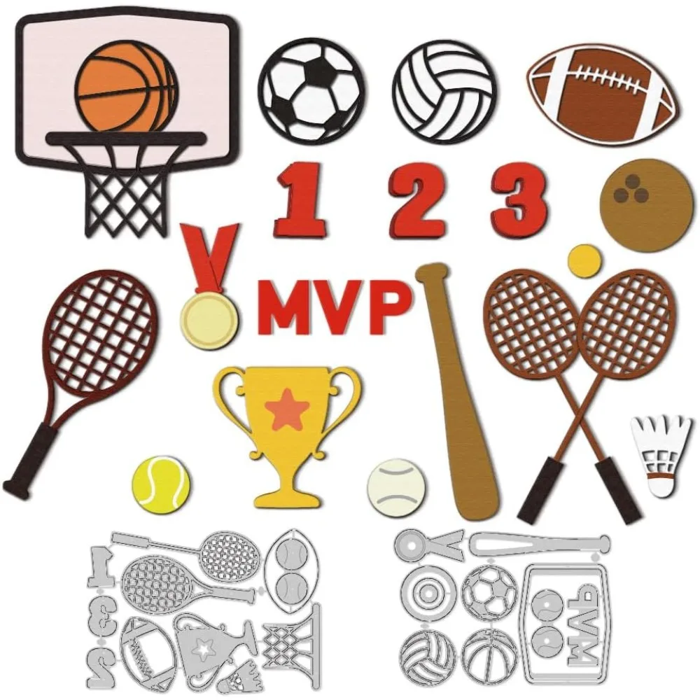 Sportball-Themen-Stanzformen aus Kohlenstoffstahl für DIY-Scrapbooking, Fotoalbum, dekorative Prägung, Papierkarten