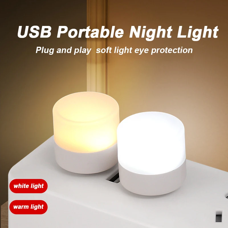 USB Lamp Plug Night Light Laptop Mobile Power Charging Mini Book Lamps Mini LED Eye Protection Square Flexible Reading Light