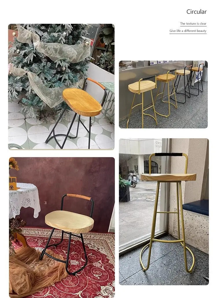 Sedie da bar moderne e semplici per il tempo libero in legno massello, sedie da pranzo per famiglie nordiche, sedie da reception, sgabelli alti per caffè e tè al latte