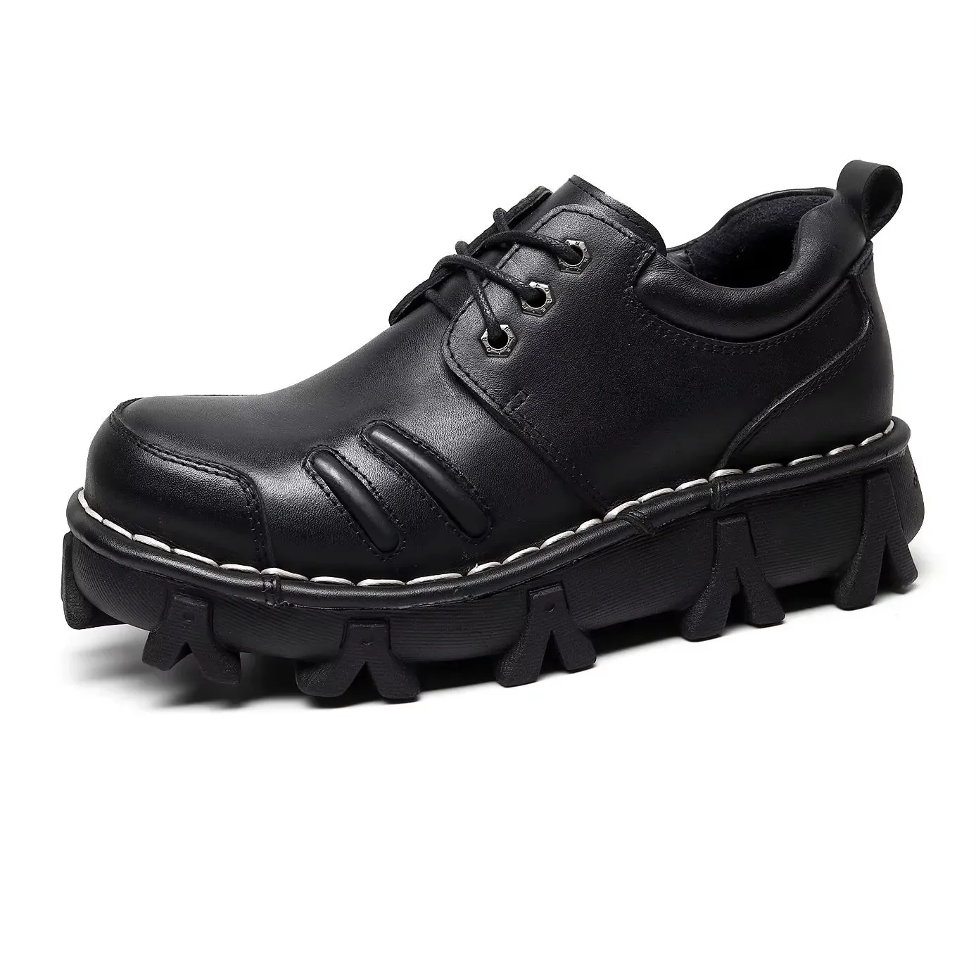 

Модные мужские мотоциклетные ботинки из натуральной кожи, повседневные туфли дерби с низким берцем в стиле панк, дышащие лоферы на толстой подошве