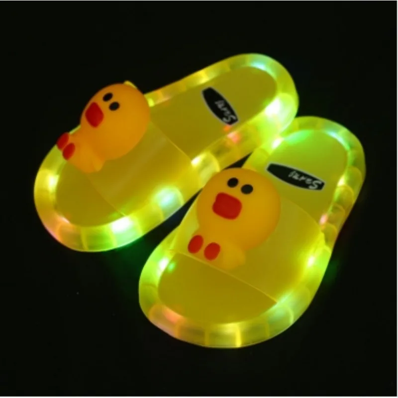 2024Girl Slippers Children Unicorn LED Kids Slippers Baby Bathroom Sandals Kids Shoes for Girl Boys Light Up Shoes Toddler구두