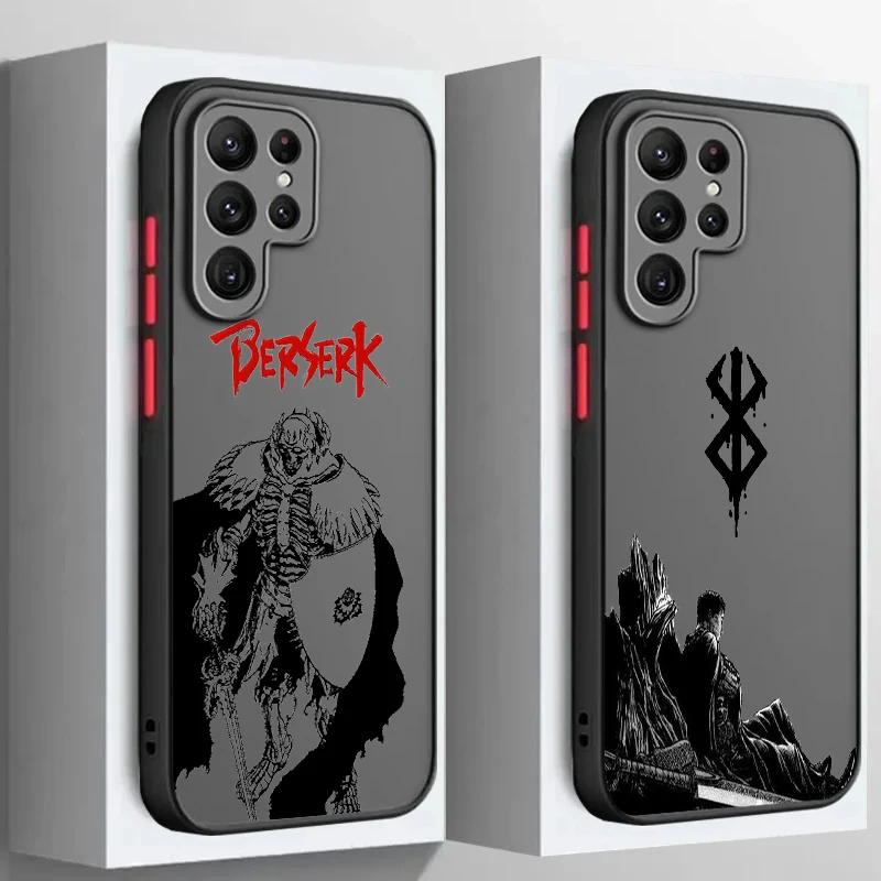 Berserk Japanese Anime Frosted Translucent For Samsung Galaxy S24 S23 S22 S21 S20 FE S10 S9 S8 Plus Ultra Pro 5G Back