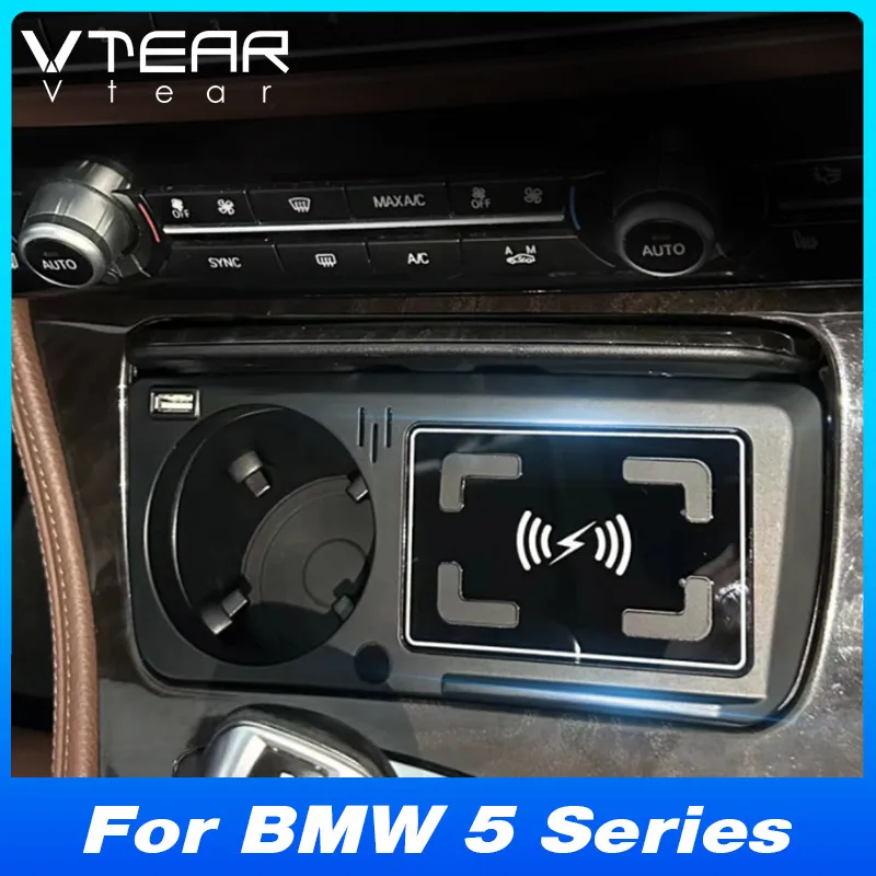 

Car Wireless Charger 15W Fast Mobile Phone Charging Panel Adapter For BMW 5 Series F10 F18 interior Accessories 2017-2010