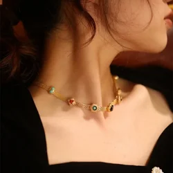 Vintage style geometric gemstone necklaces choker classic color thick collar chain dinner party jewelry gift