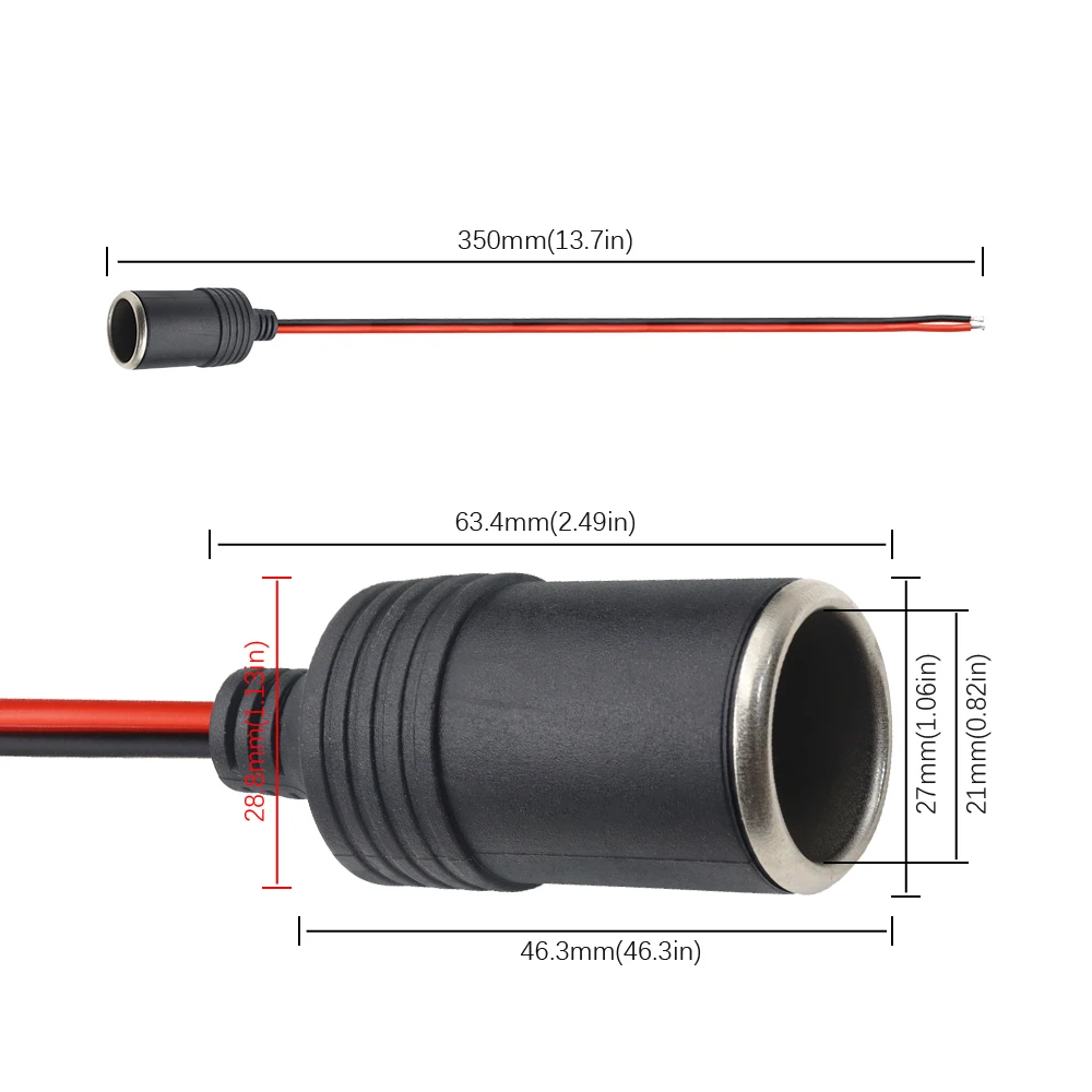 1pcs Car cigarette lighter base socket high-power pure copper vehicle charger base socket extension cable
