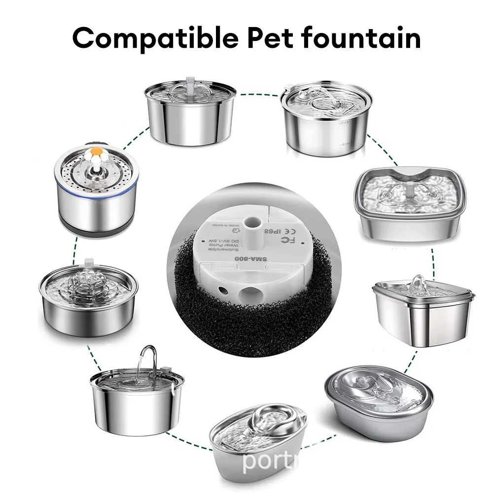 Bomba de fuente de agua sumergible ultrasilenciosa para gatos, bebedero para mascotas, estanque de peces, Motor sin escobillas, 1,5 W