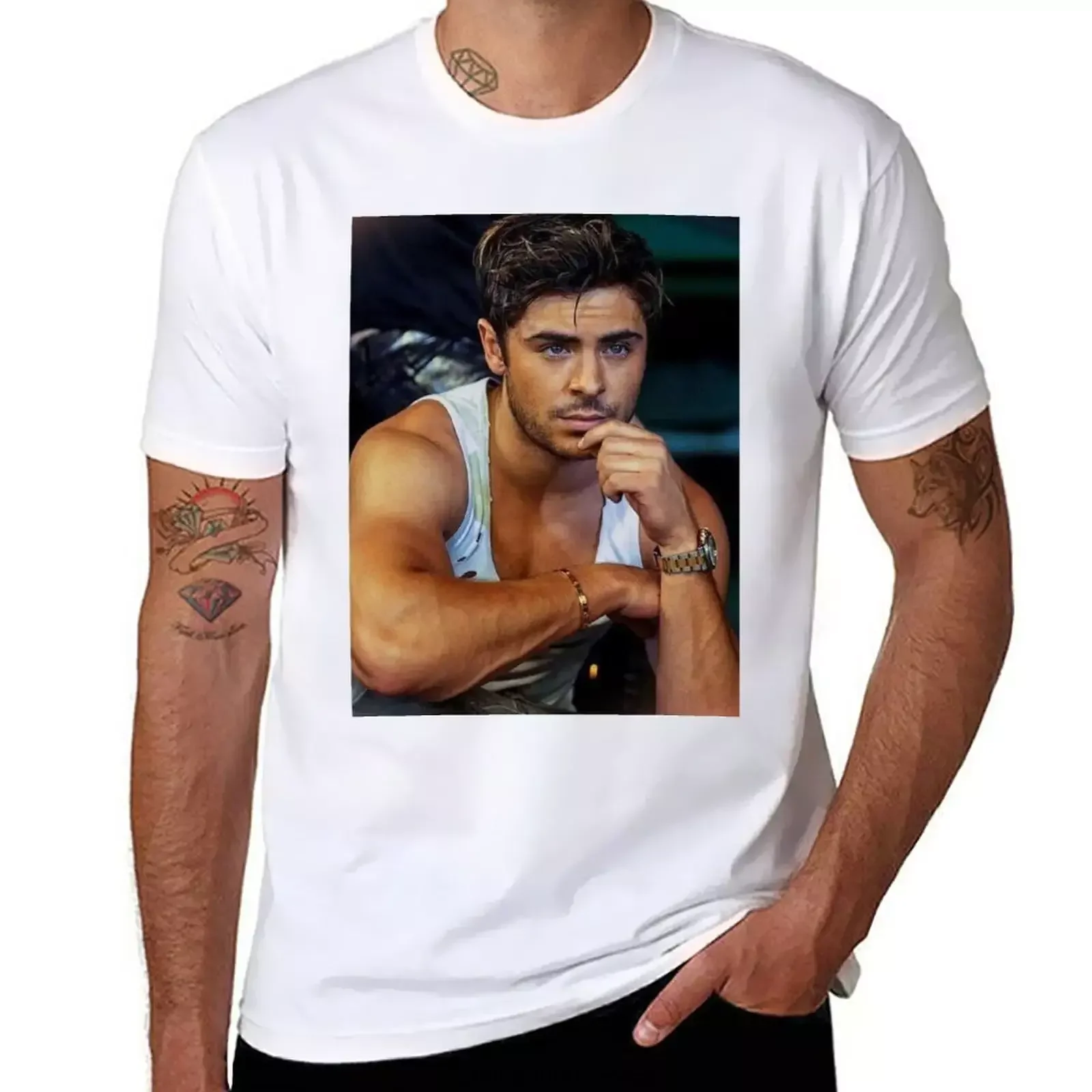 Zac Efron Model T-Shirt heavyweights boys animal print T-shirt men