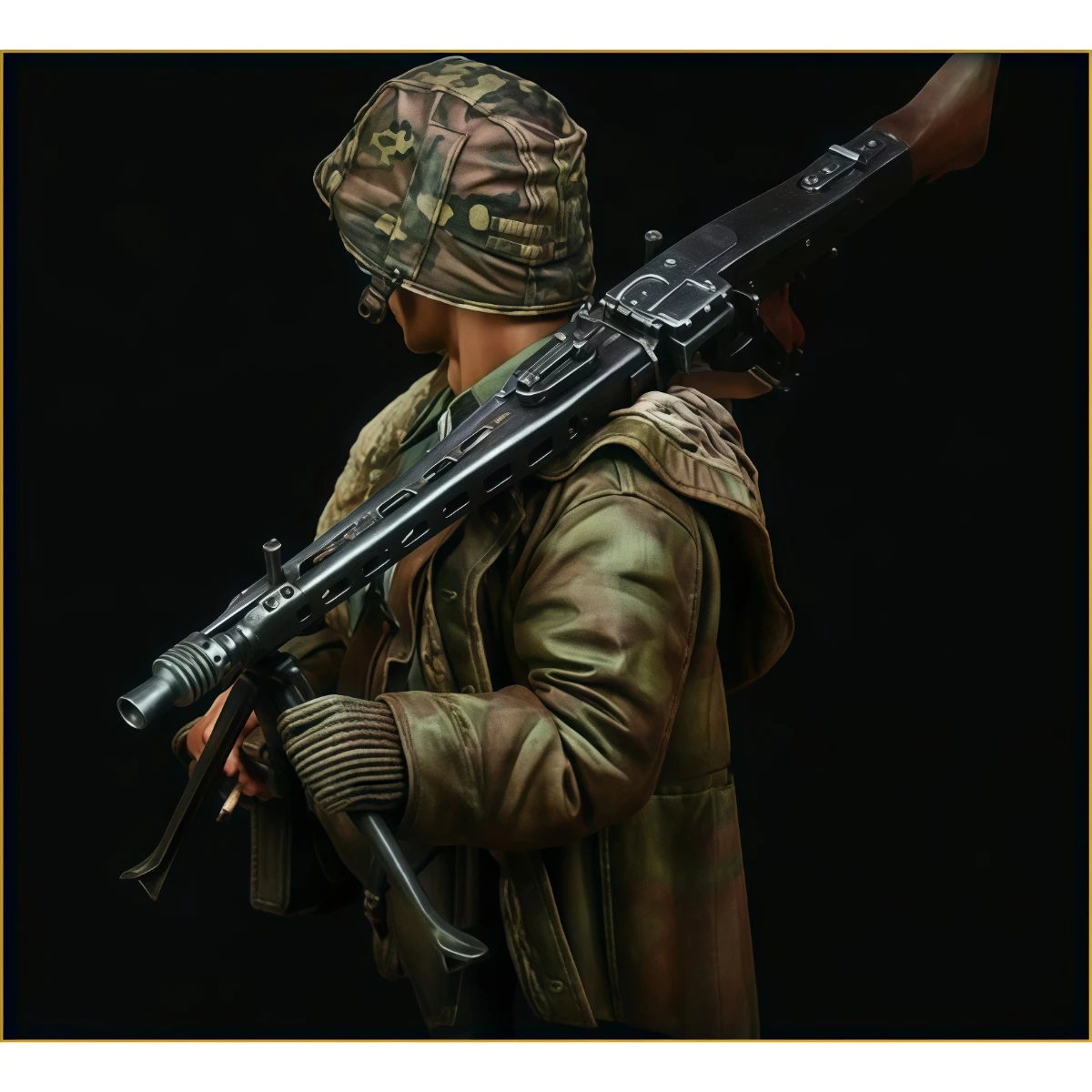 

Комплект неокрашенной модели из смолы 1/10, военная тема, немецкий пулеметчик MG-42, в разобранном виде и неокрашенный GK