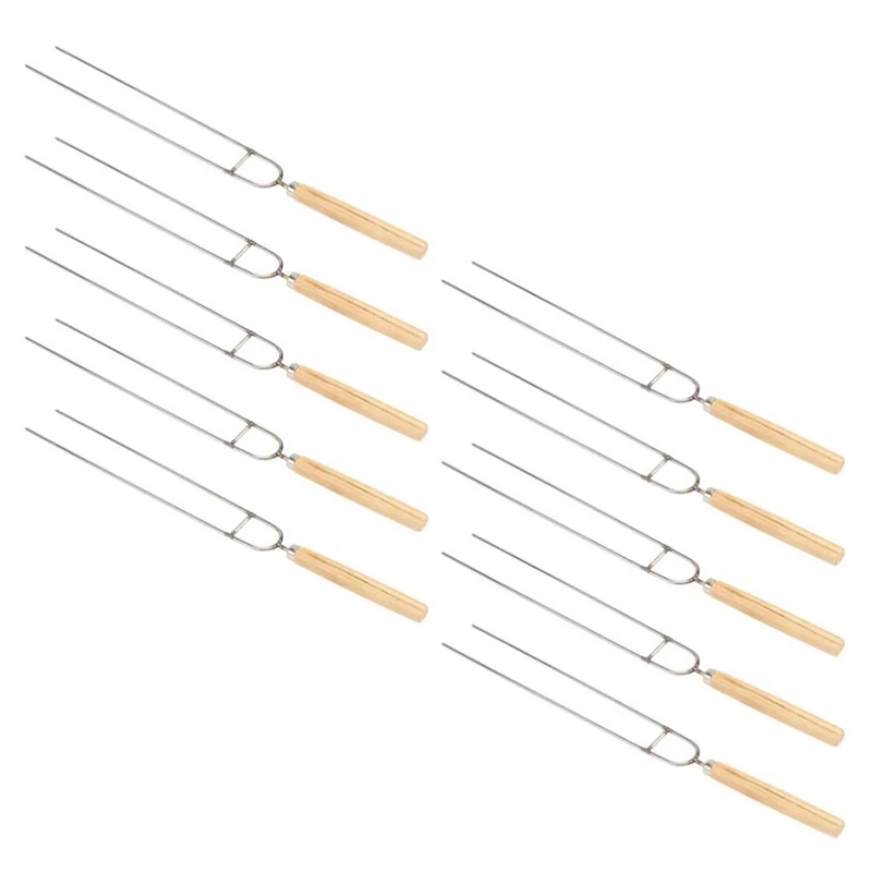 10Pcs Stainless Steel U- Shaped Barbecue Forks Fork Marshmallow Roasting Sticks Smores Skewers For Outdoor Grilling