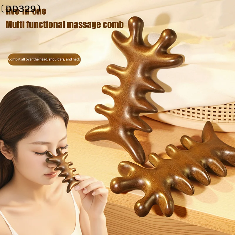 Head Body Massager Neck Face Health Care Massage Tool Meridian Scalp Sandalwood Comb Acupoint Nose Scraper Anti-static〔DD329〕