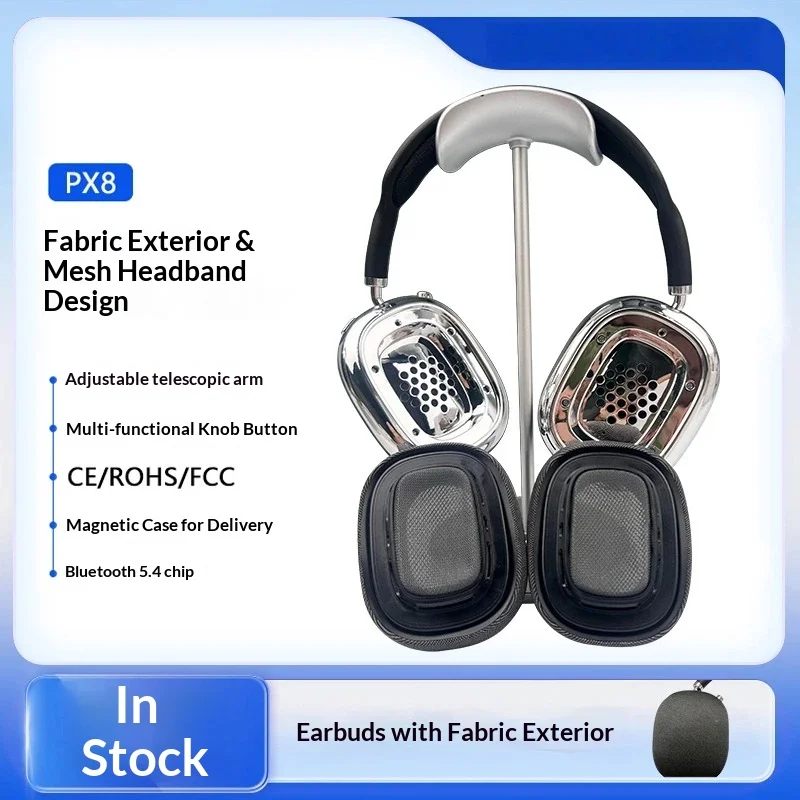 

Беспроводные Bluetooth 5.4 наушники Fmouse PX8 Over Ear с магнитными амбушюрами, сетчатым дизайном, регулируемым ремешком и 40-мм динамиками для смартфонов