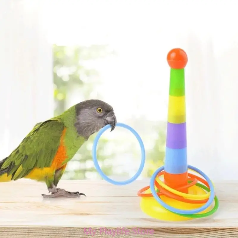 Bird Toy 4 Types Parrot Toy Set Include Basketball Toy Skateboard Stacking Toy Metal Trolley Toy Ball Bouncer Toy