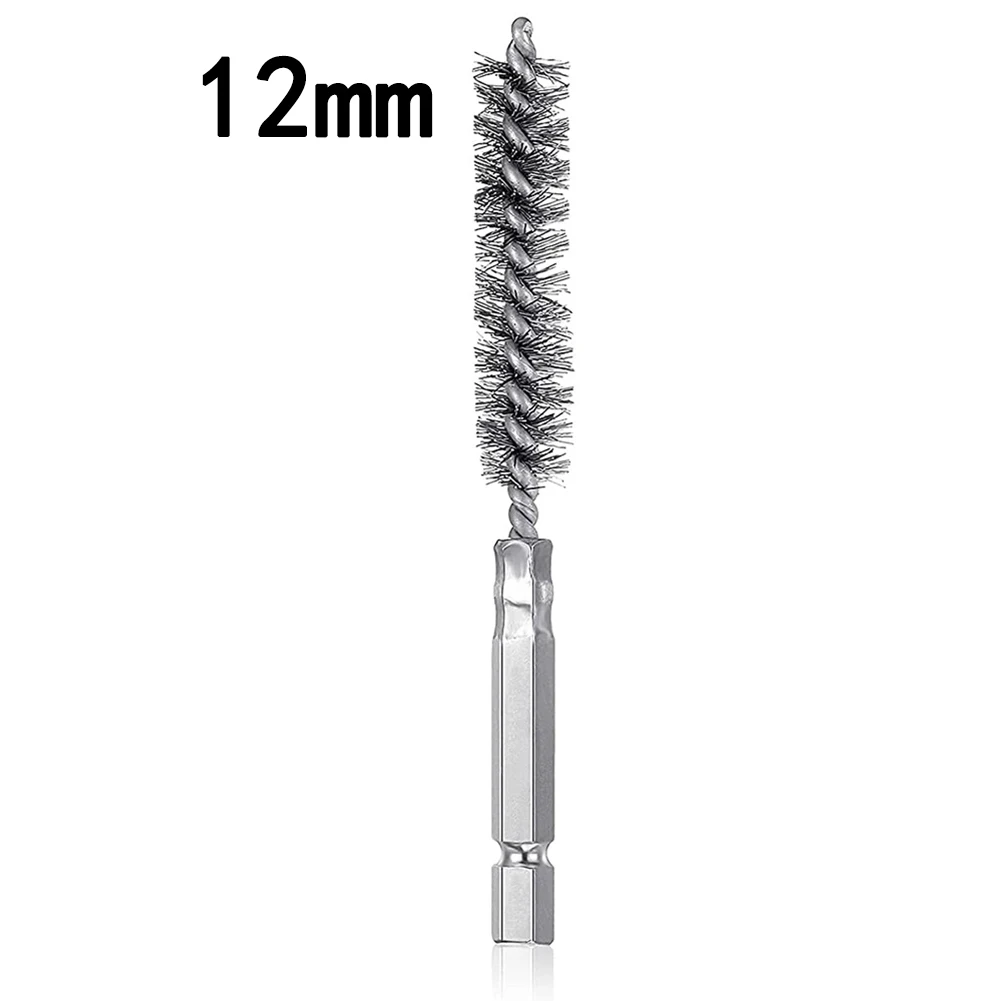 8-19mm 1 4   Shank Wire Brush Steel Tube Cleaning Brush Power Drill Brush Drill Polishing Brush Removing Paint Rust Tool